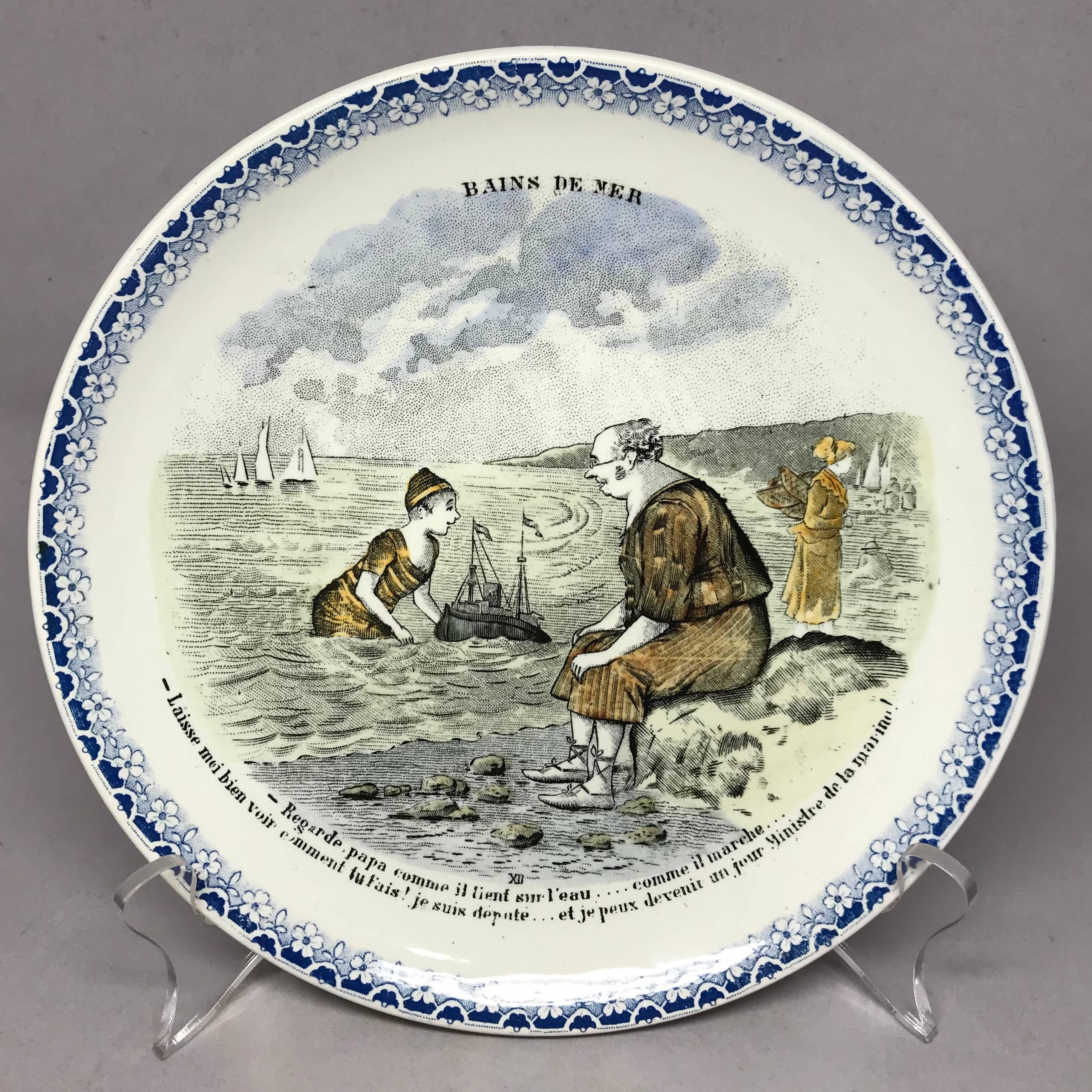 20th Century Set of Eight French Creamware Beach Plates