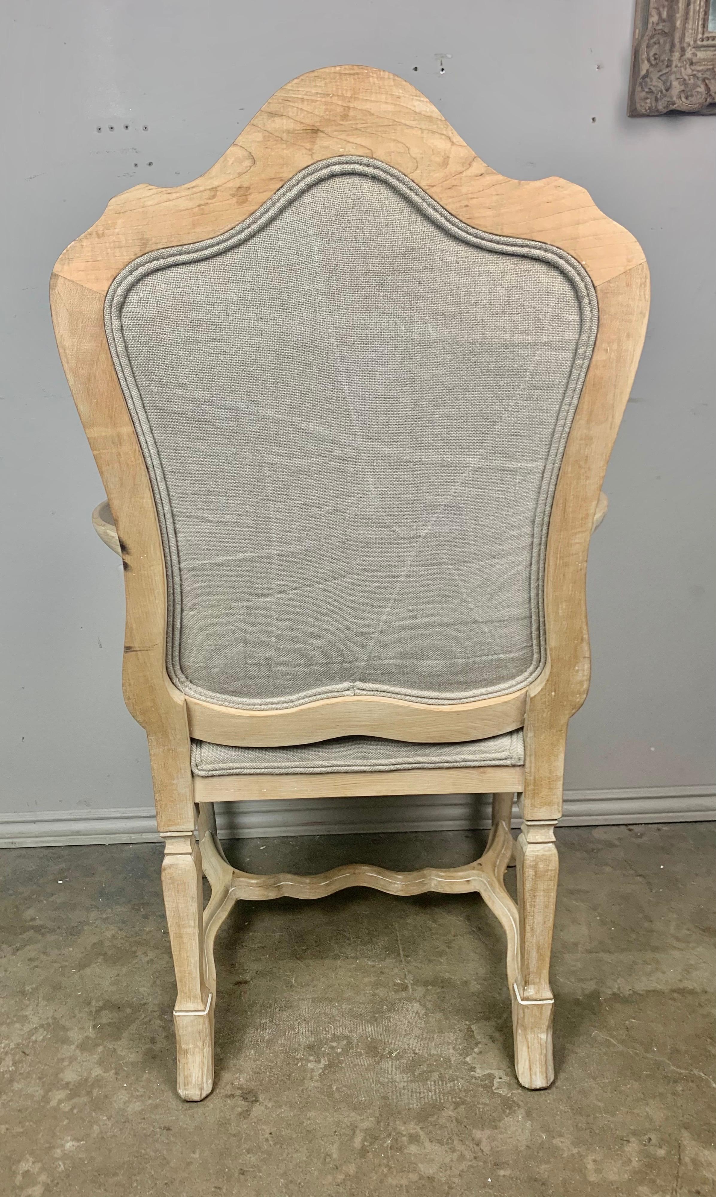 Set of Eight French Dining Chairs W/ Belgium Linen Upholstery 2