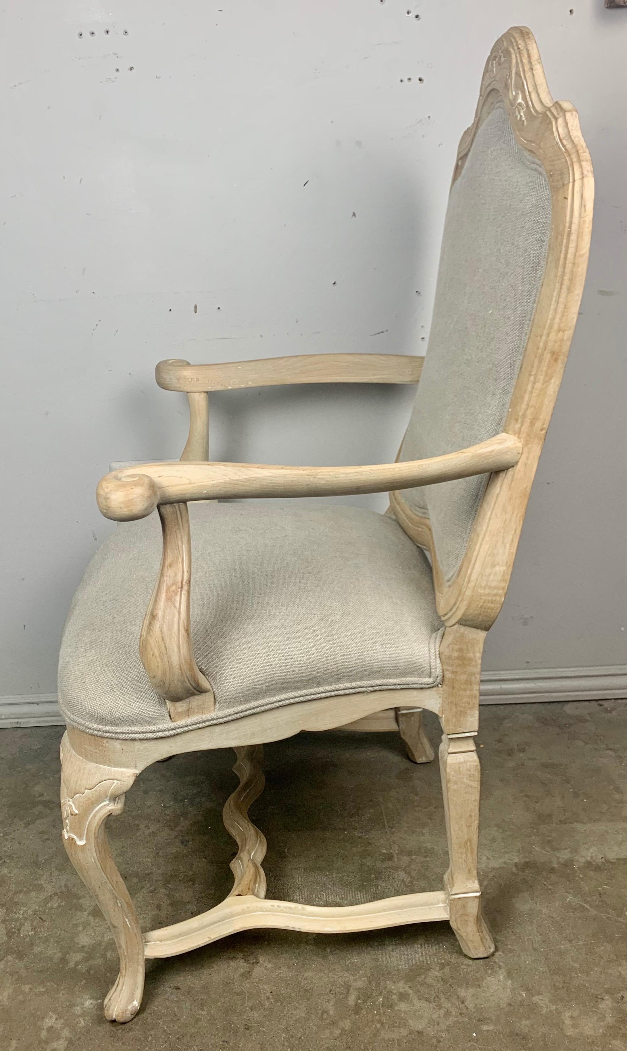 Set of Eight French Dining Chairs W/ Belgium Linen Upholstery 3