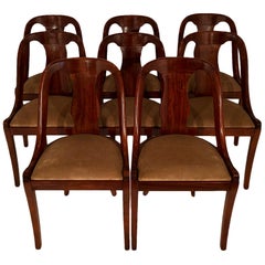 Antique Set of Eight French Empire Gondola Chairs