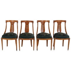 Set of Eight French Empire 'Gondola' Chairs in Amboyna Wood