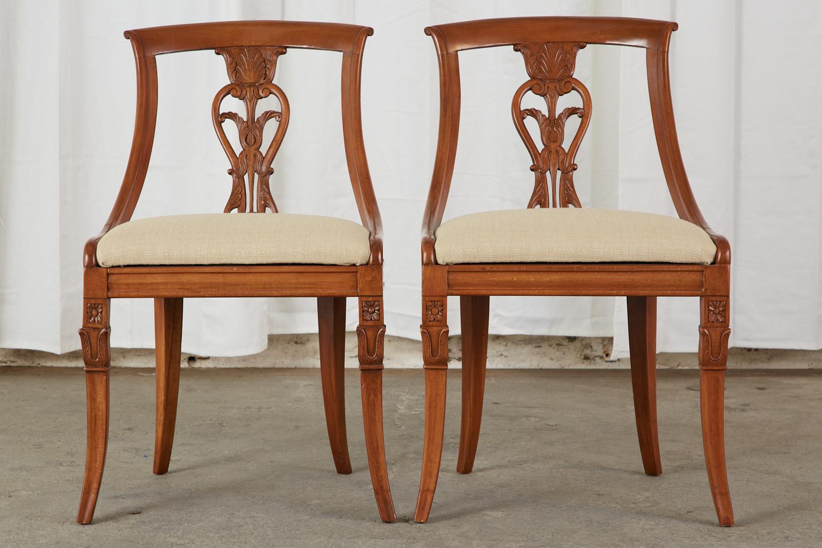 Set of Eight French Empire Style Gondola Dining Chairs 7