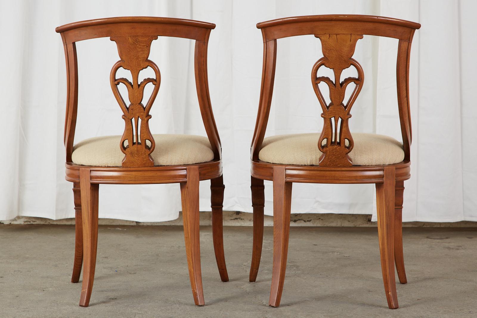 Set of Eight French Empire Style Gondola Dining Chairs 14