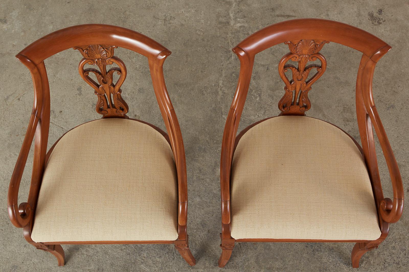 20th Century Set of Eight French Empire Style Gondola Dining Chairs