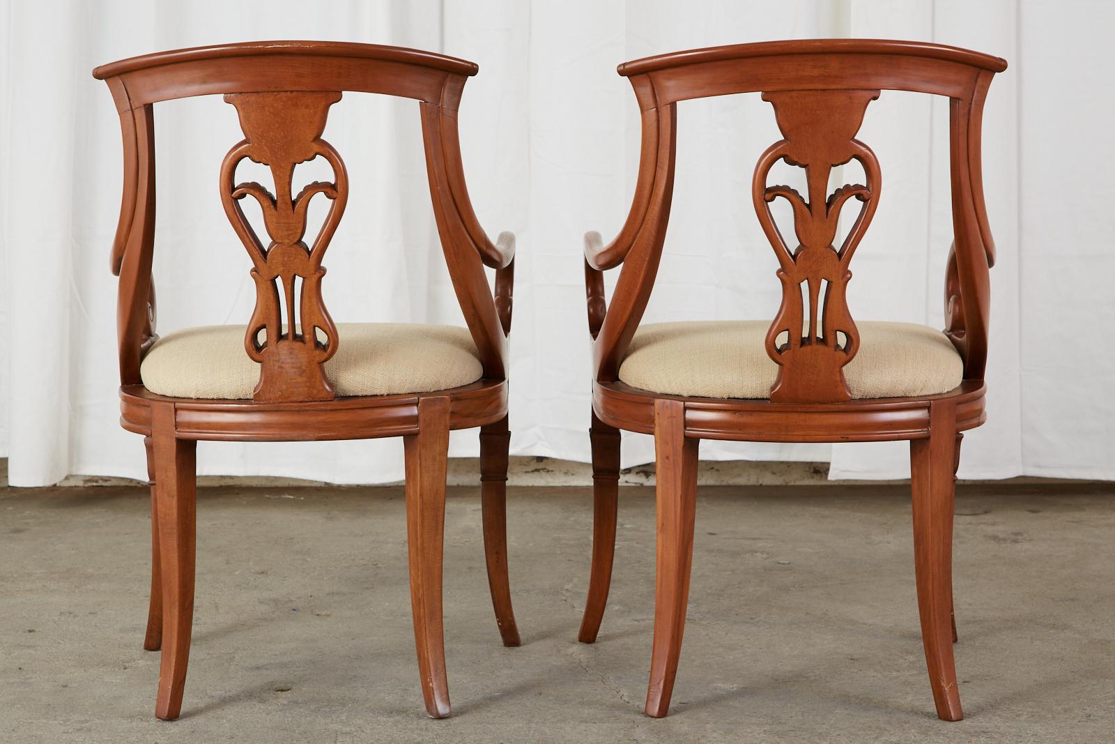 Set of Eight French Empire Style Gondola Dining Chairs 1