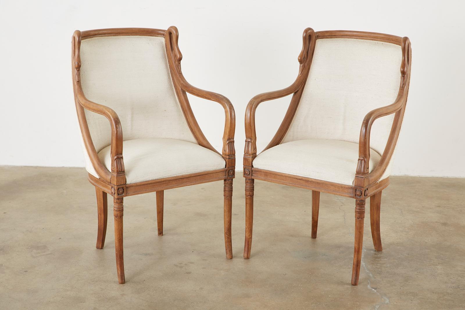 Set of Eight French Empire Swan Neck Dining Chairs 7