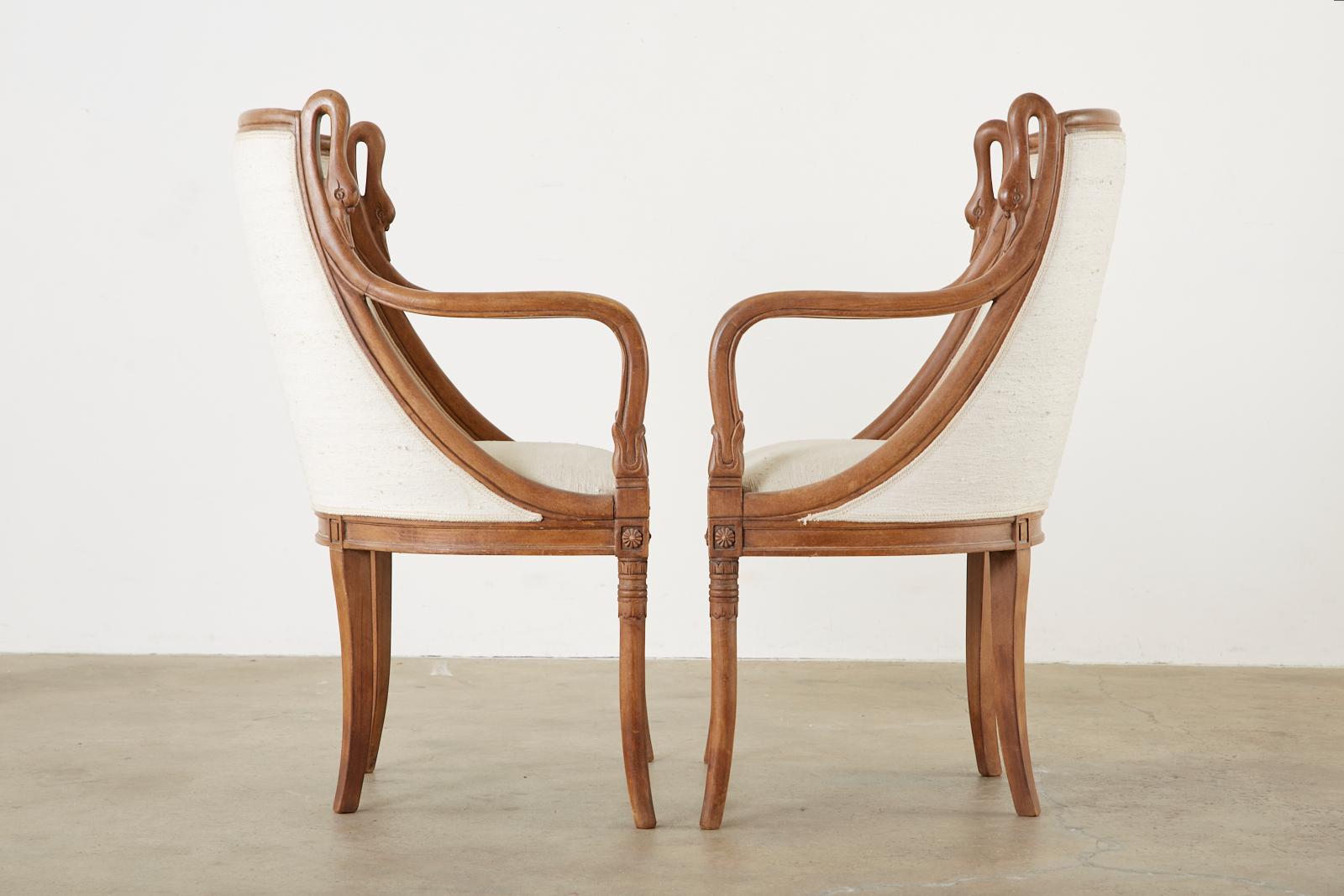 Set of Eight French Empire Swan Neck Dining Chairs 8
