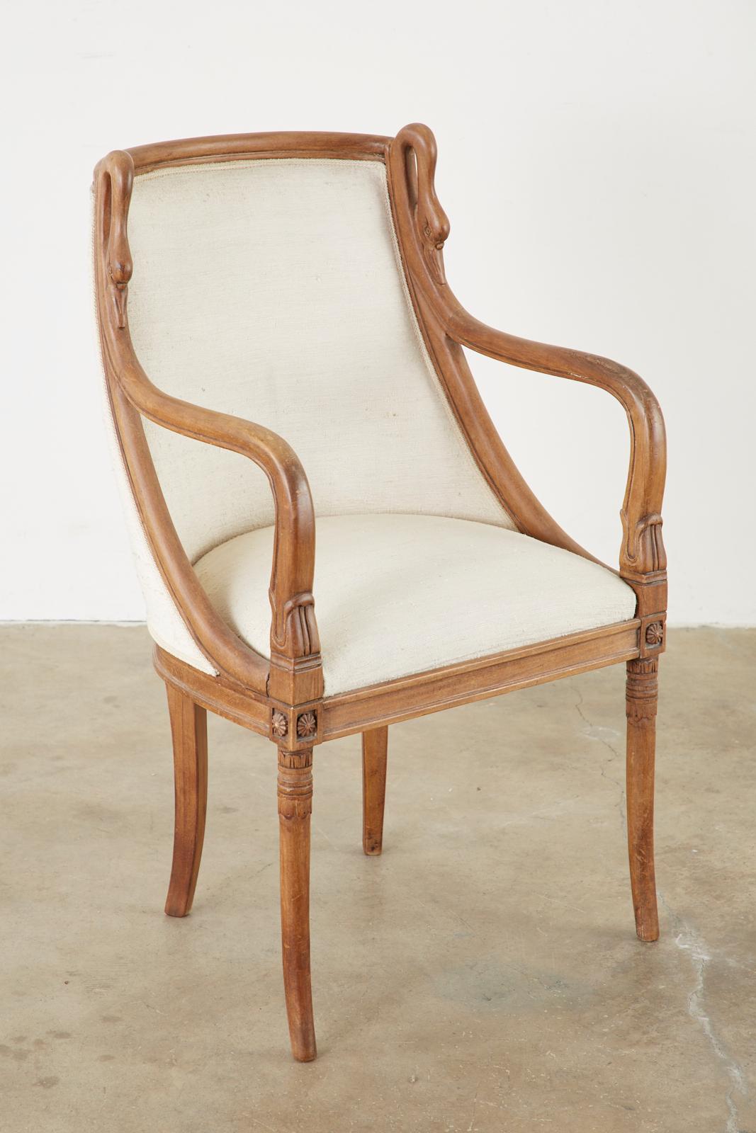 Set of Eight French Empire Swan Neck Dining Chairs 9