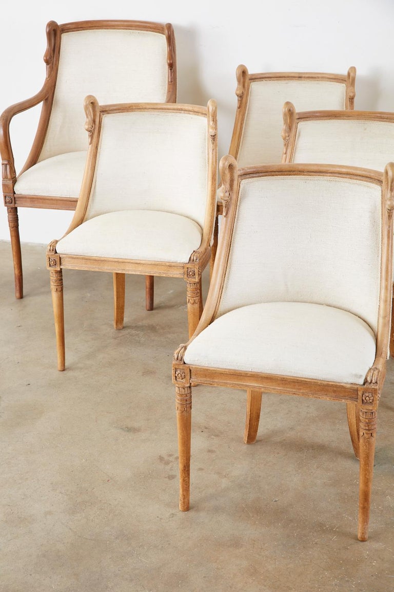Set of Eight French Empire Swan Neck Dining Chairs at 1stDibs