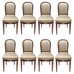 Set of Eight French Late 19th Century Louis XVI St. Solid Mahogany Side Chairs