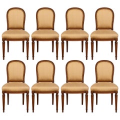 Set von acht französischen Beistellstühlen aus massivem Mahagoni des späten 19. Jahrhunderts