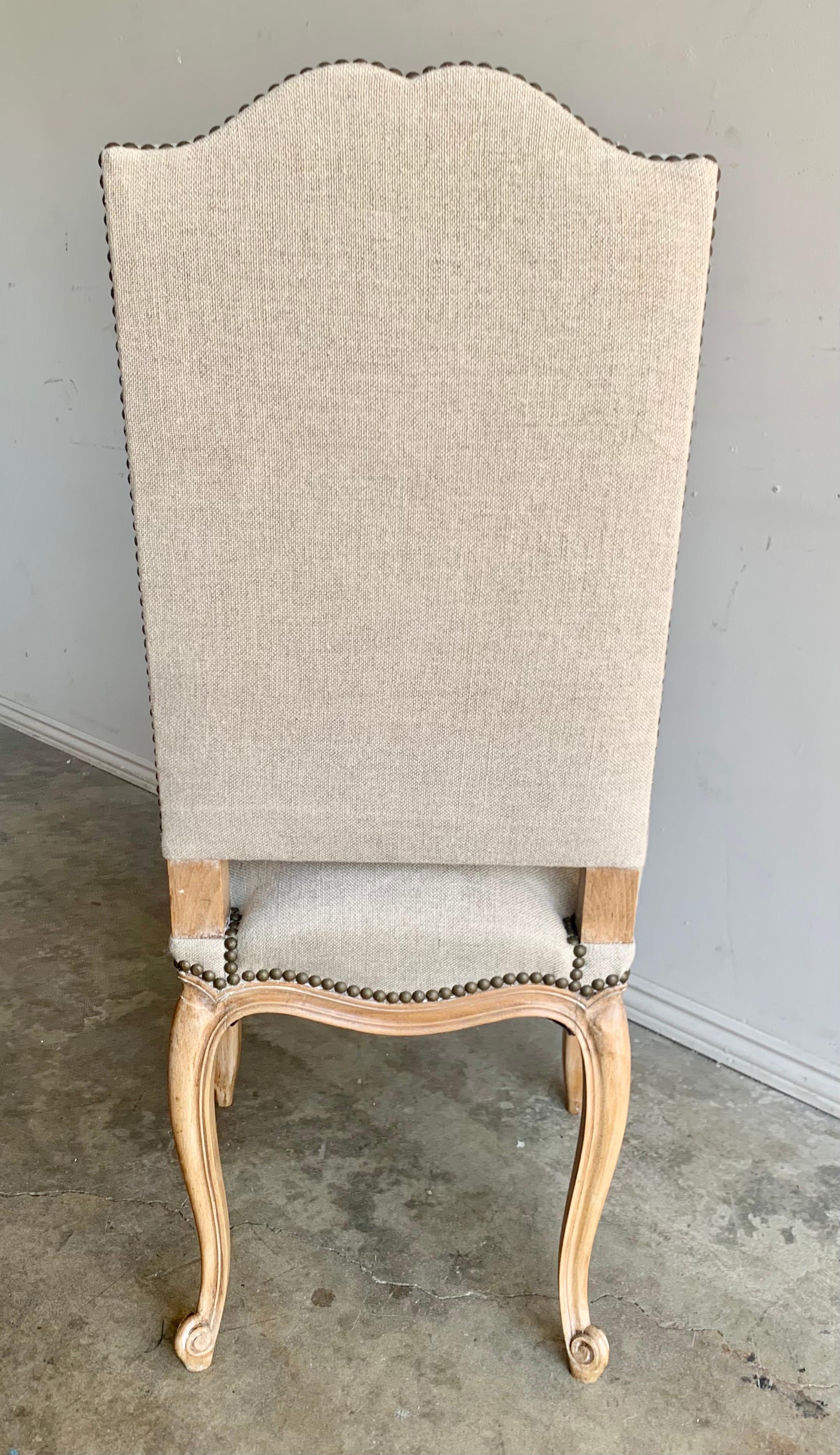 Set of Eight French Linen Dining Chairs 9