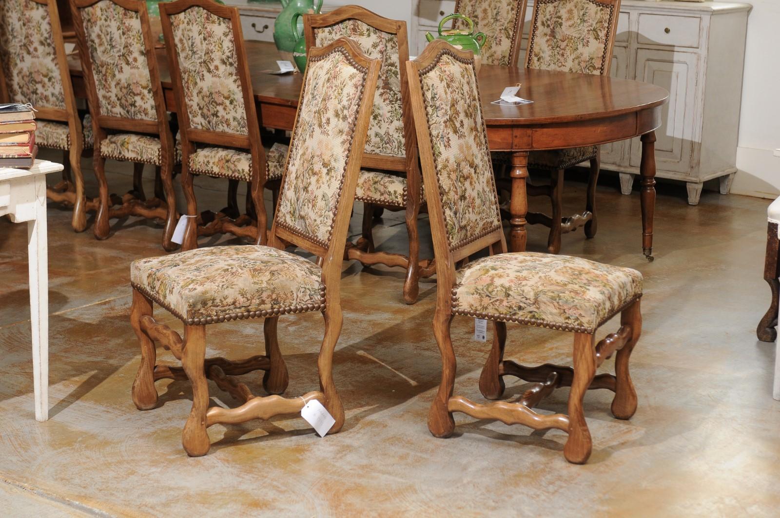 Set of Eight French Louis XIII Style Os de Mouton Dining Chairs with