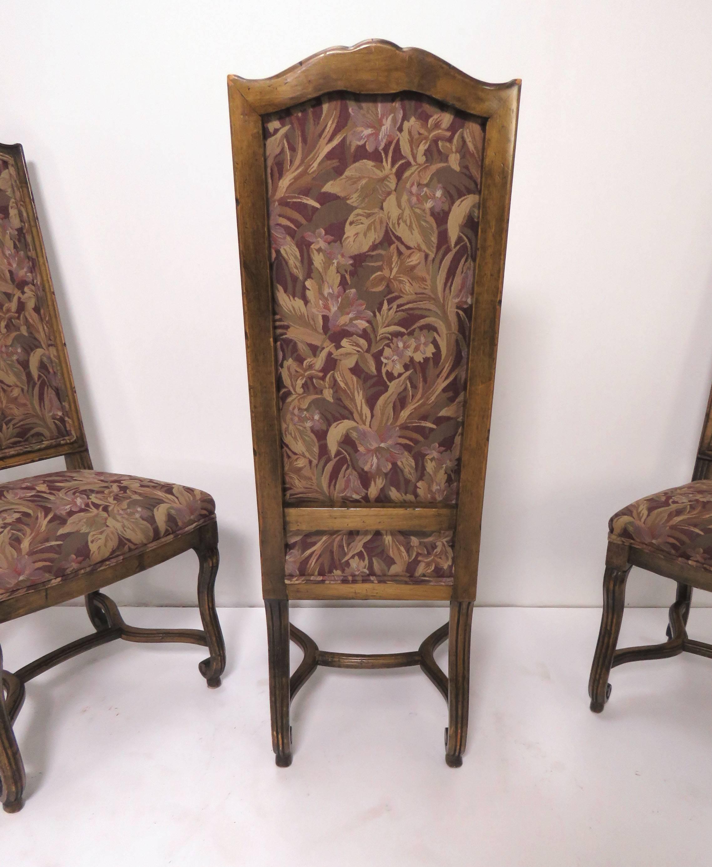 Set of Eight French Louis XIV Style Carved High Back Dining Chairs 3