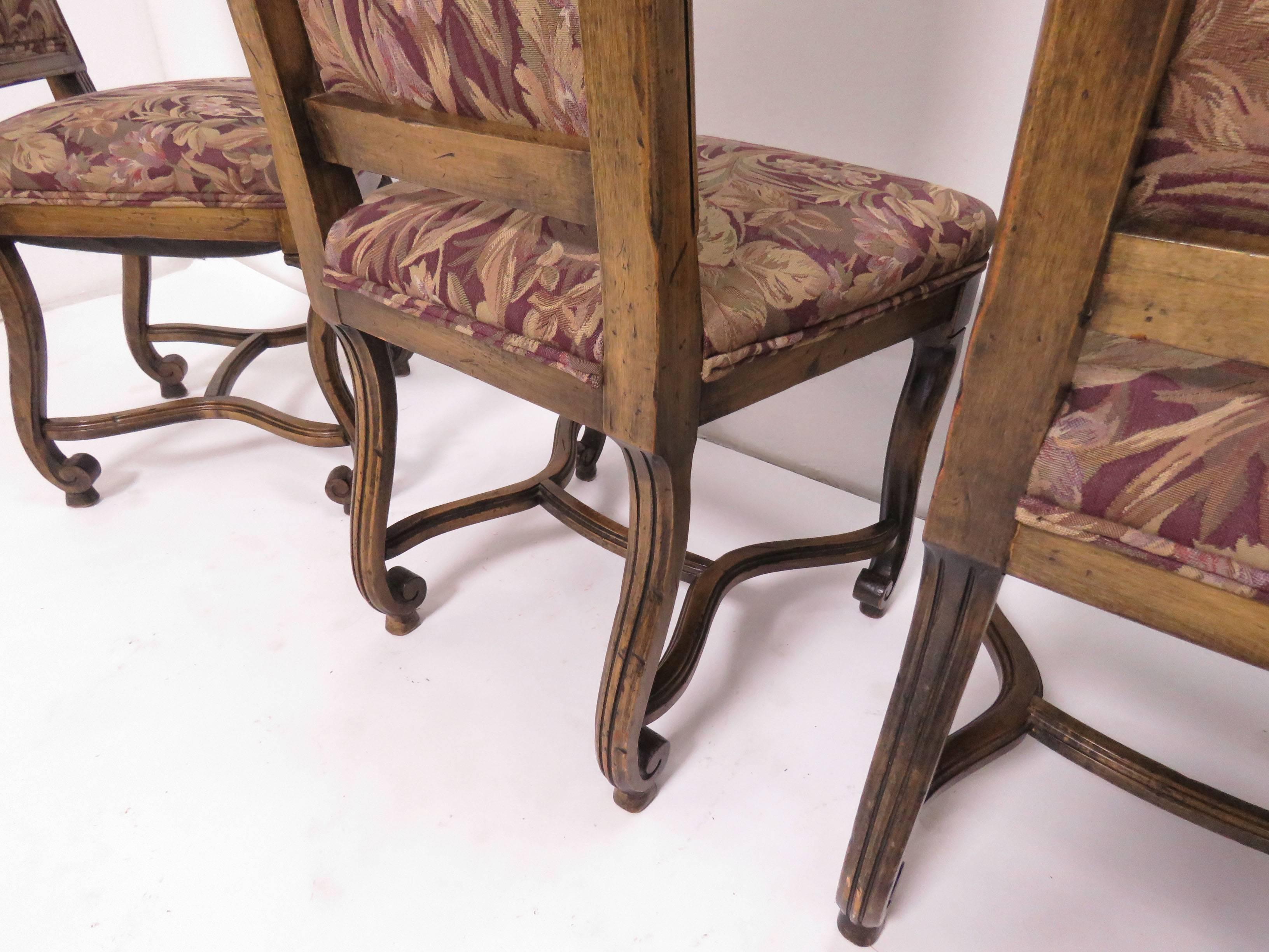 Set of Eight French Louis XIV Style Carved High Back Dining Chairs 4