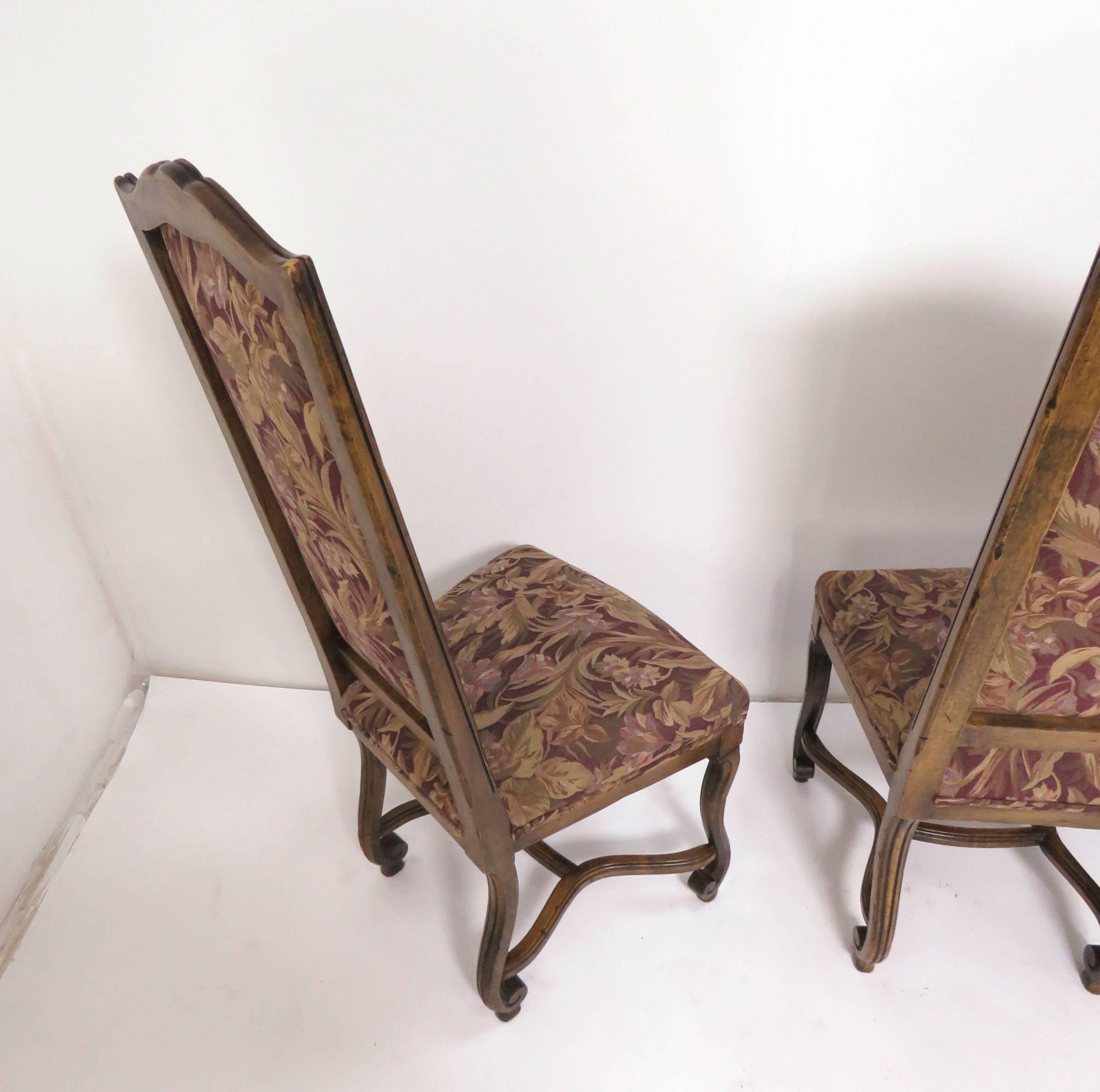 Set of Eight French Louis XIV Style Carved High Back Dining Chairs 5