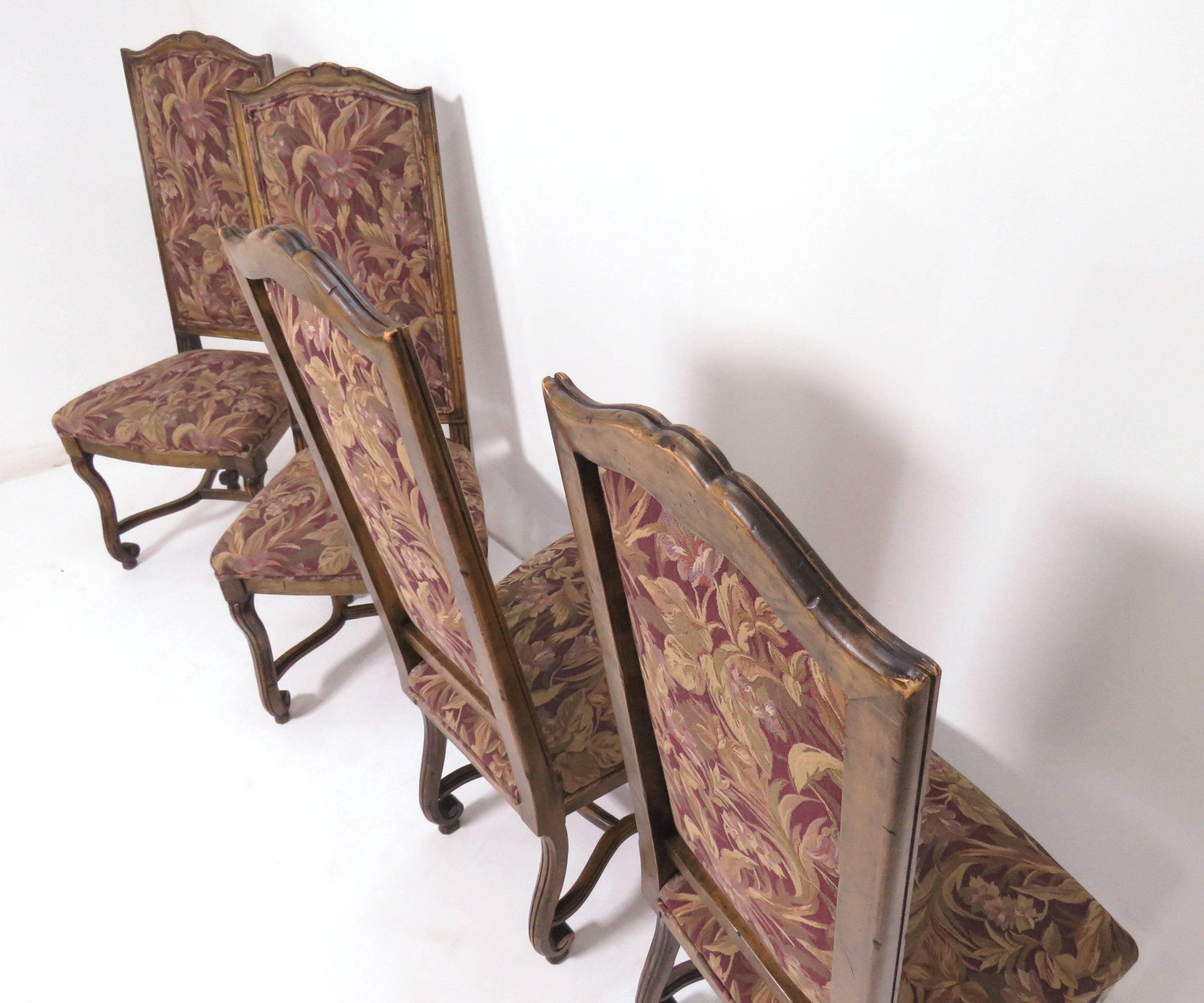 Set of Eight French Louis XIV Style Carved High Back Dining Chairs 6