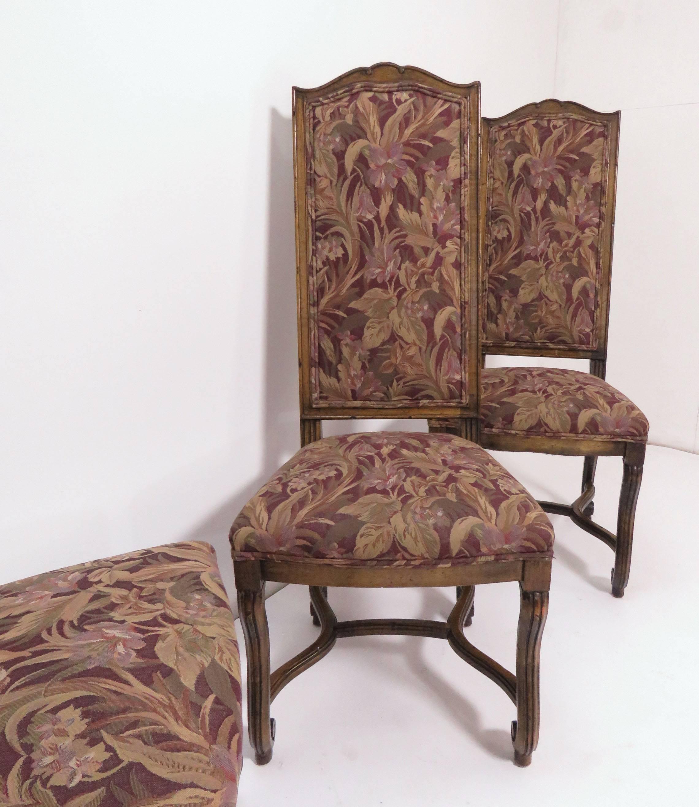 Set of Eight French Louis XIV Style Carved High Back Dining Chairs In Good Condition In Peabody, MA