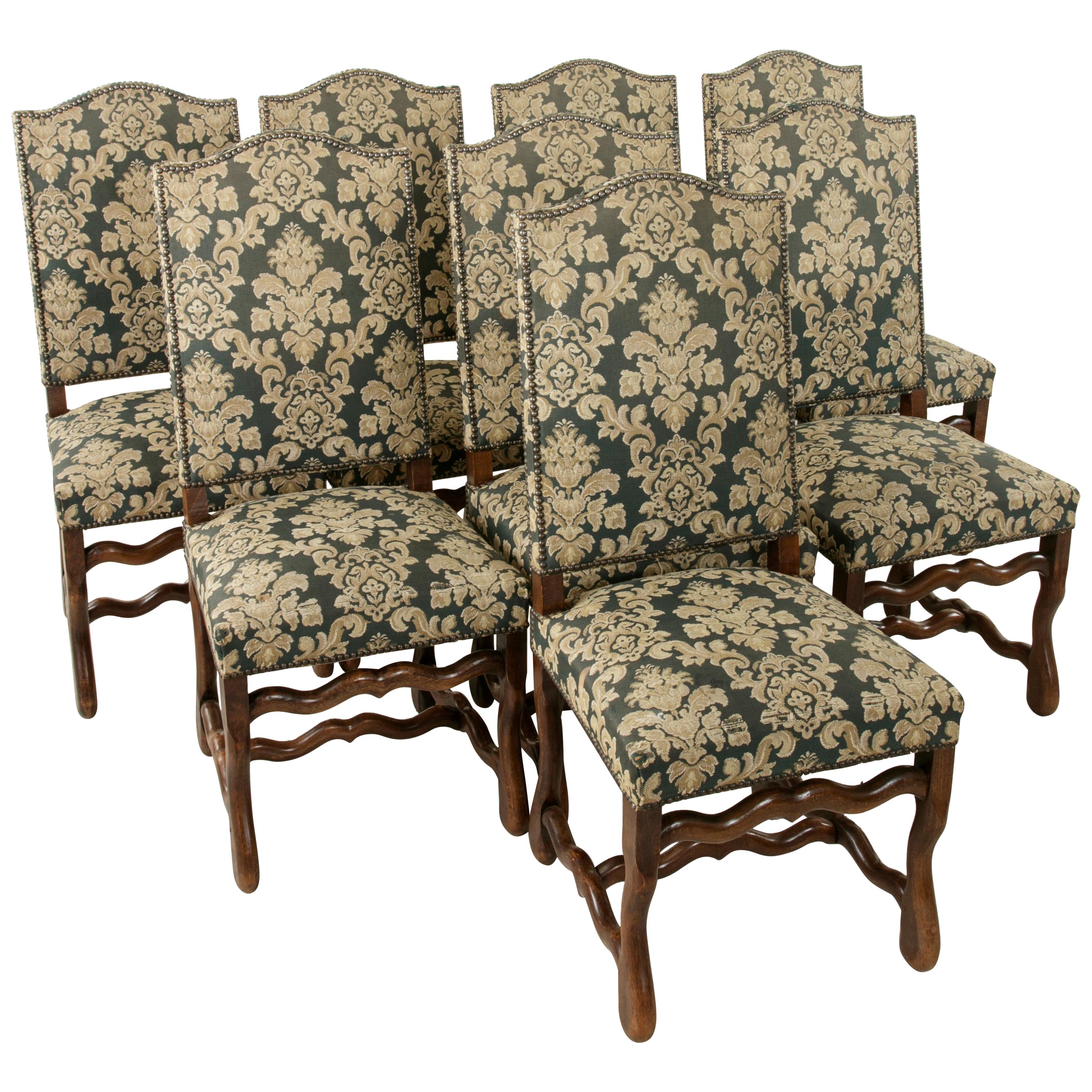 Set of Eight French Louis XIV Style Mutton Leg Side Chairs, Dining Chairs