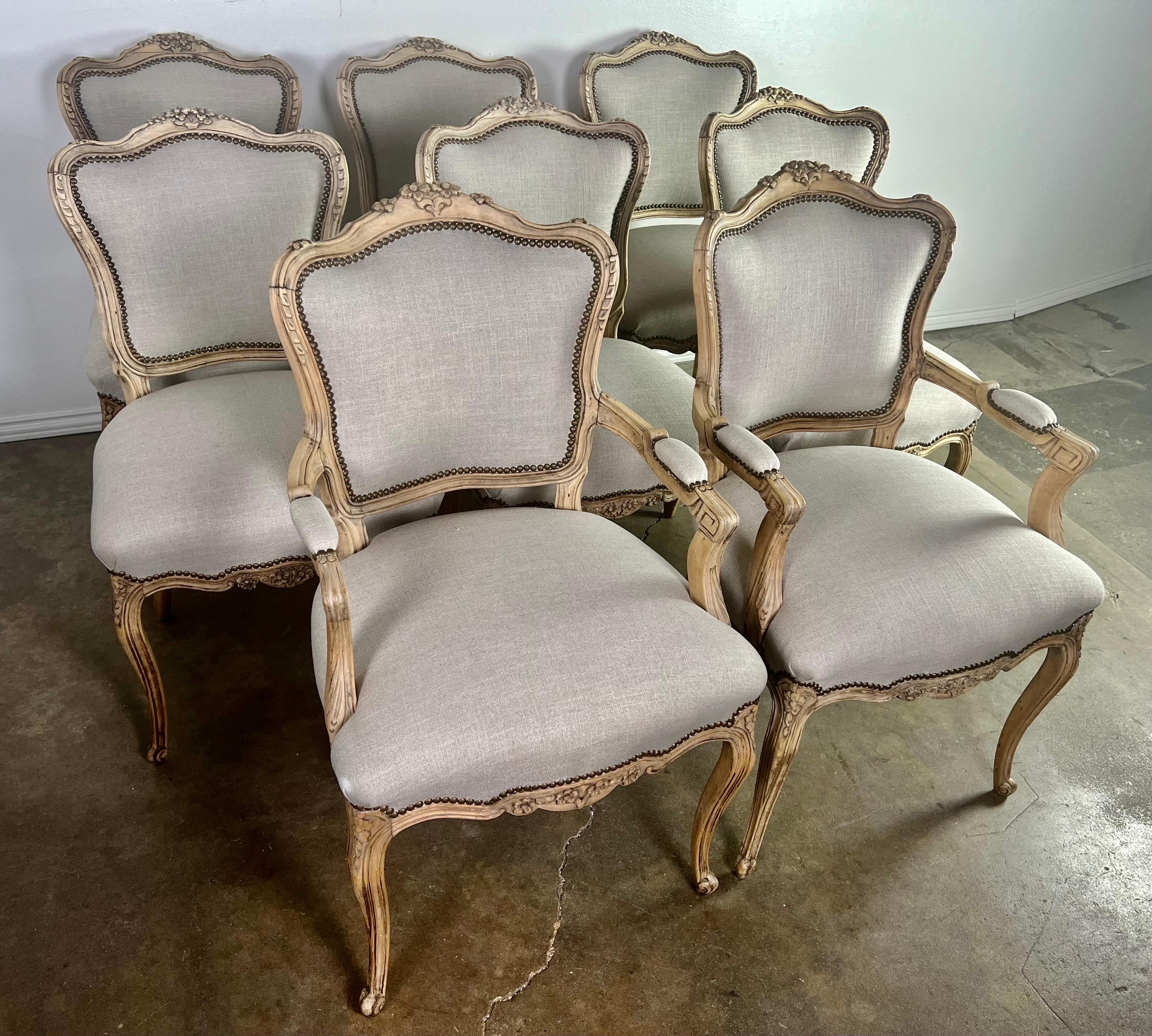 Set of Eight French Louis XV Style Dining Chairs 8