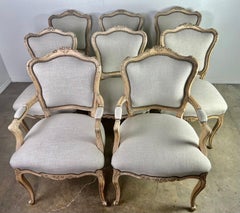 Set of Eight French Louis XV Style Dining Chairs