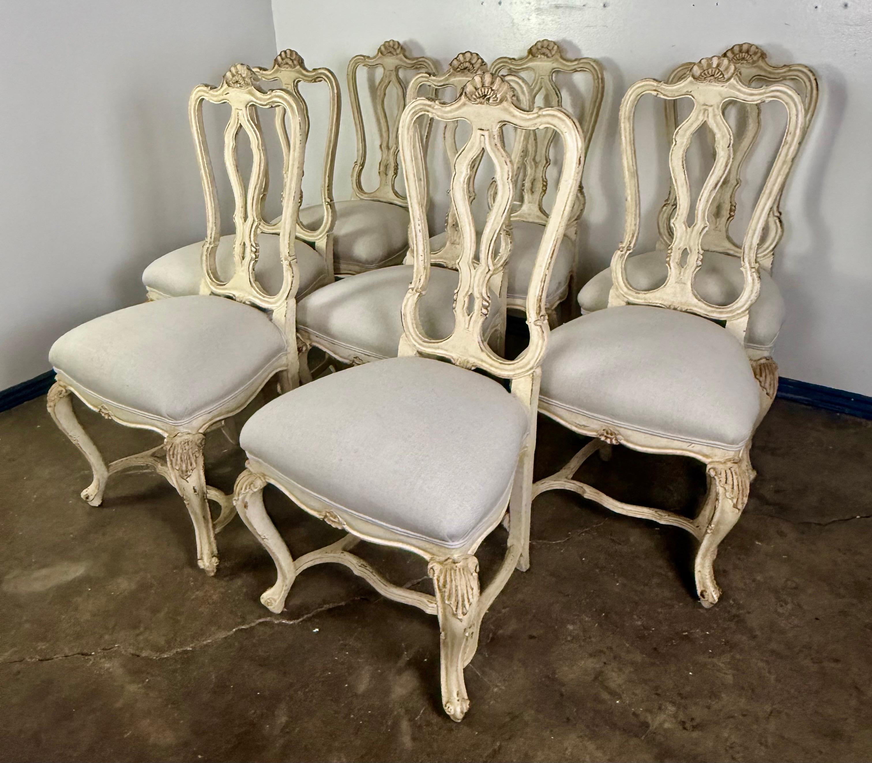 Mid-20th Century Set of Eight French Louis XV Style Dining Chairs For Sale