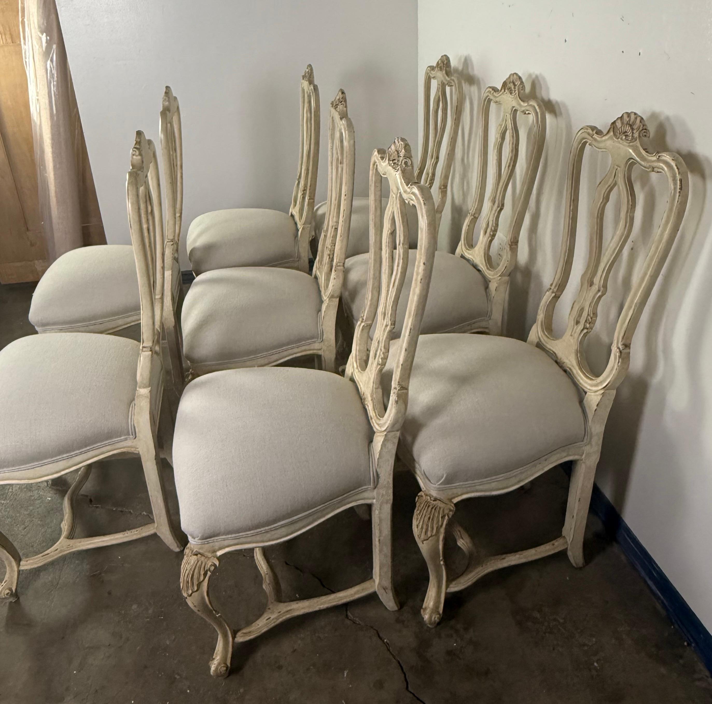 Set of Eight French Louis XV Style Dining Chairs For Sale 1