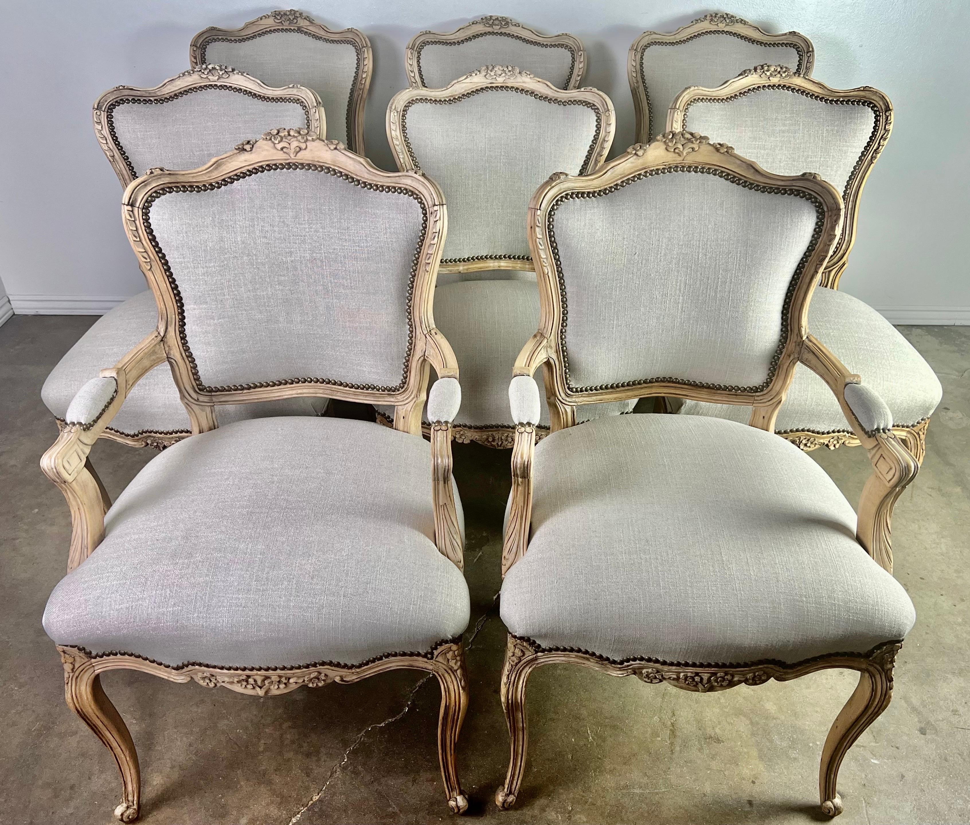 Set of Eight French Louis XV Style Dining Chairs 1