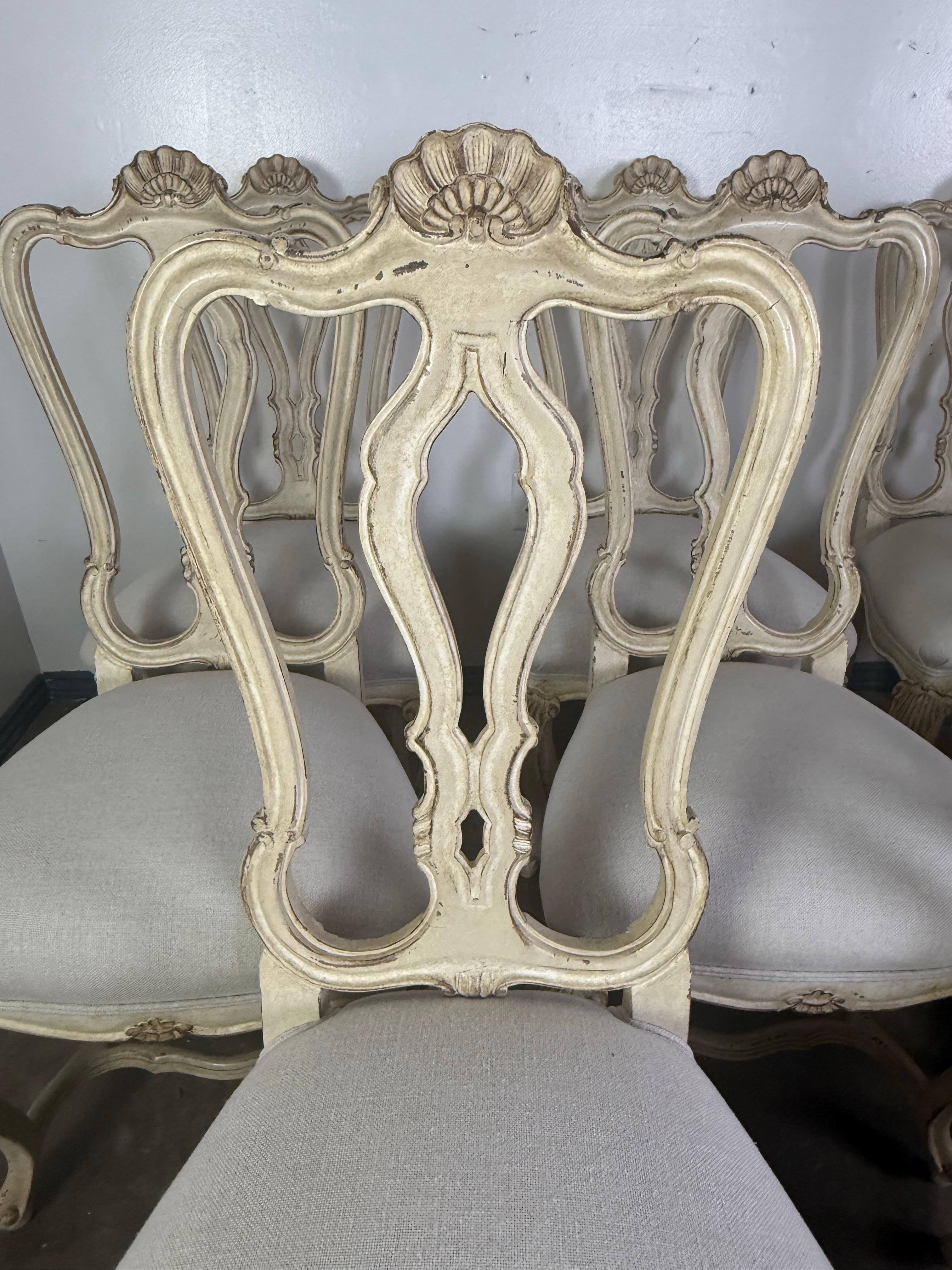 Set of Eight French Louis XV Style Dining Chairs For Sale 2