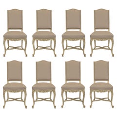 Antique Set of Eight French Louis XV Style Patinated Dining Chairs