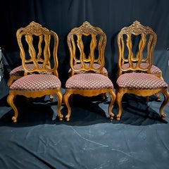 Set of Eight French Louis XV Style Walnut Dining Chairs