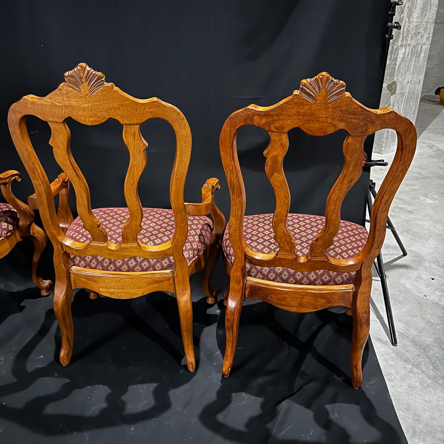 Late 20th Century Set of Eight French Louis XV Style Walnut Dining Chairs For Sale