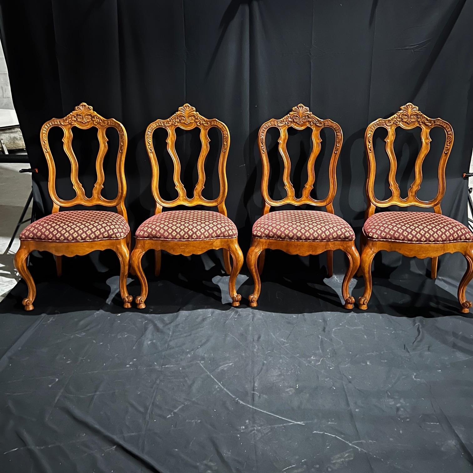 Set of Eight French Louis XV Style Walnut Dining Chairs For Sale 1