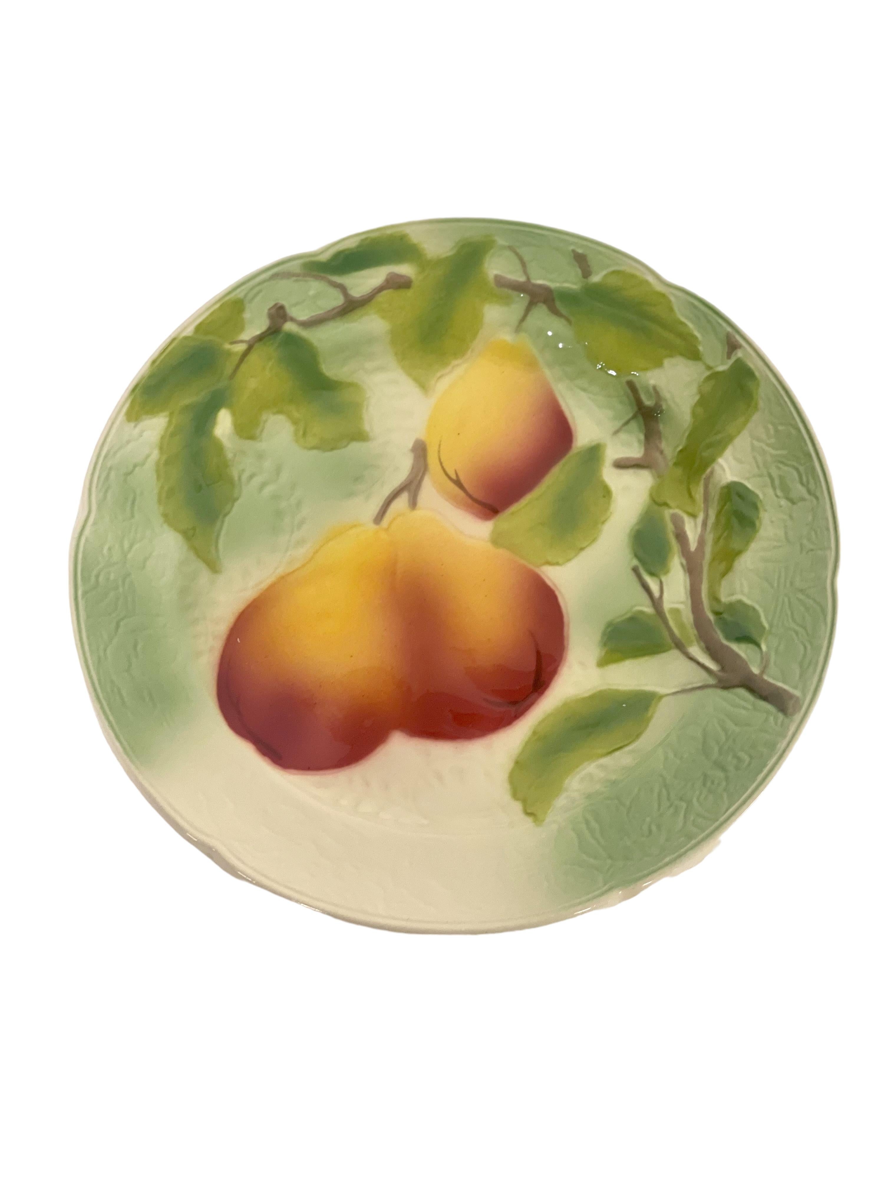 Set of Eight French Majolica Fruit Plates by Saint-Clément For Sale 6