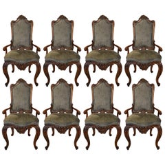 Set of Eight French Midcentury Louis XV Style Armchairs