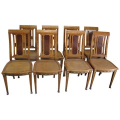 Set of Eight French Ormolu-Mounted Lacewood and Burr Maple Dining-Chairs