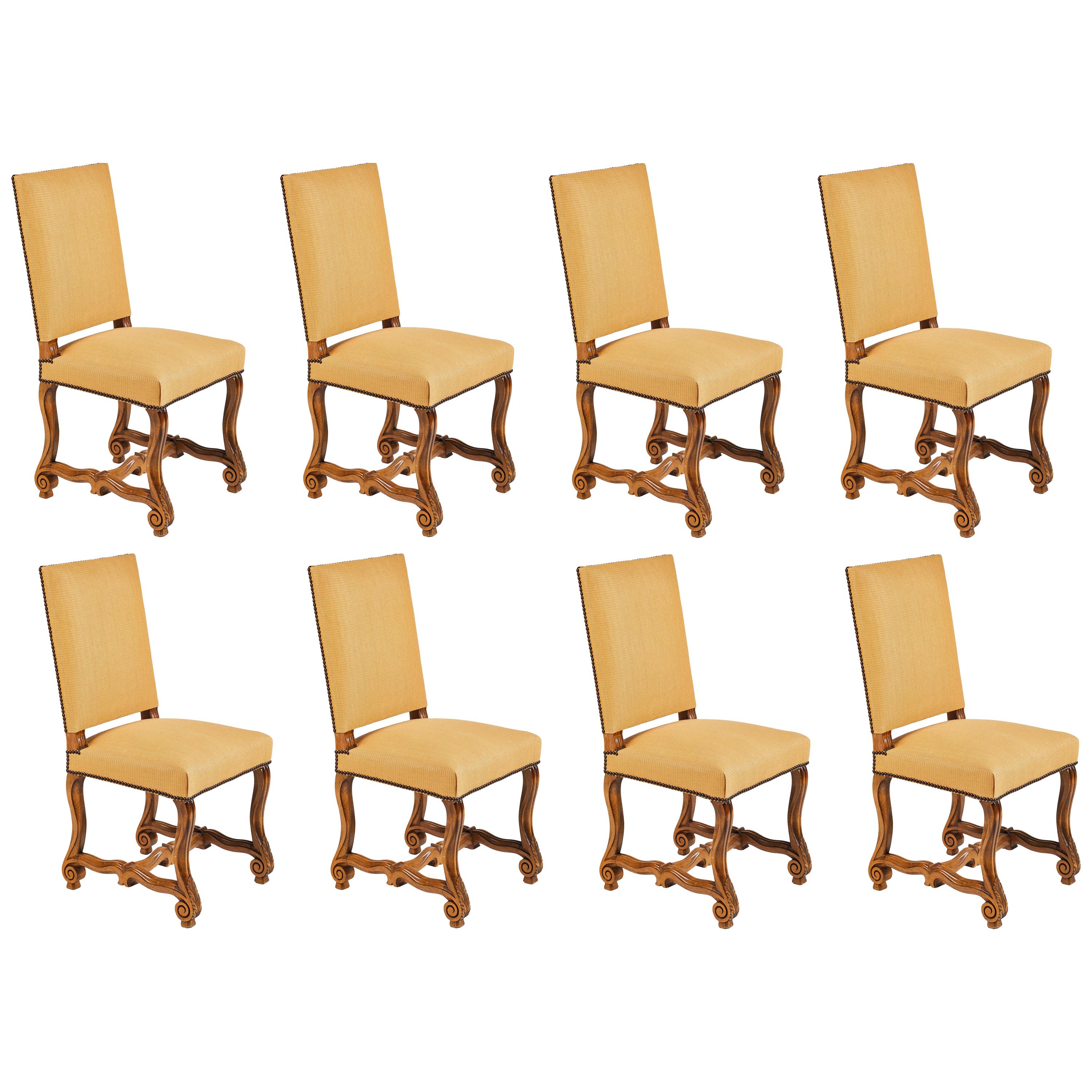 Set of Eight French Os De Mouton Louis XIV Style Dining Chairs