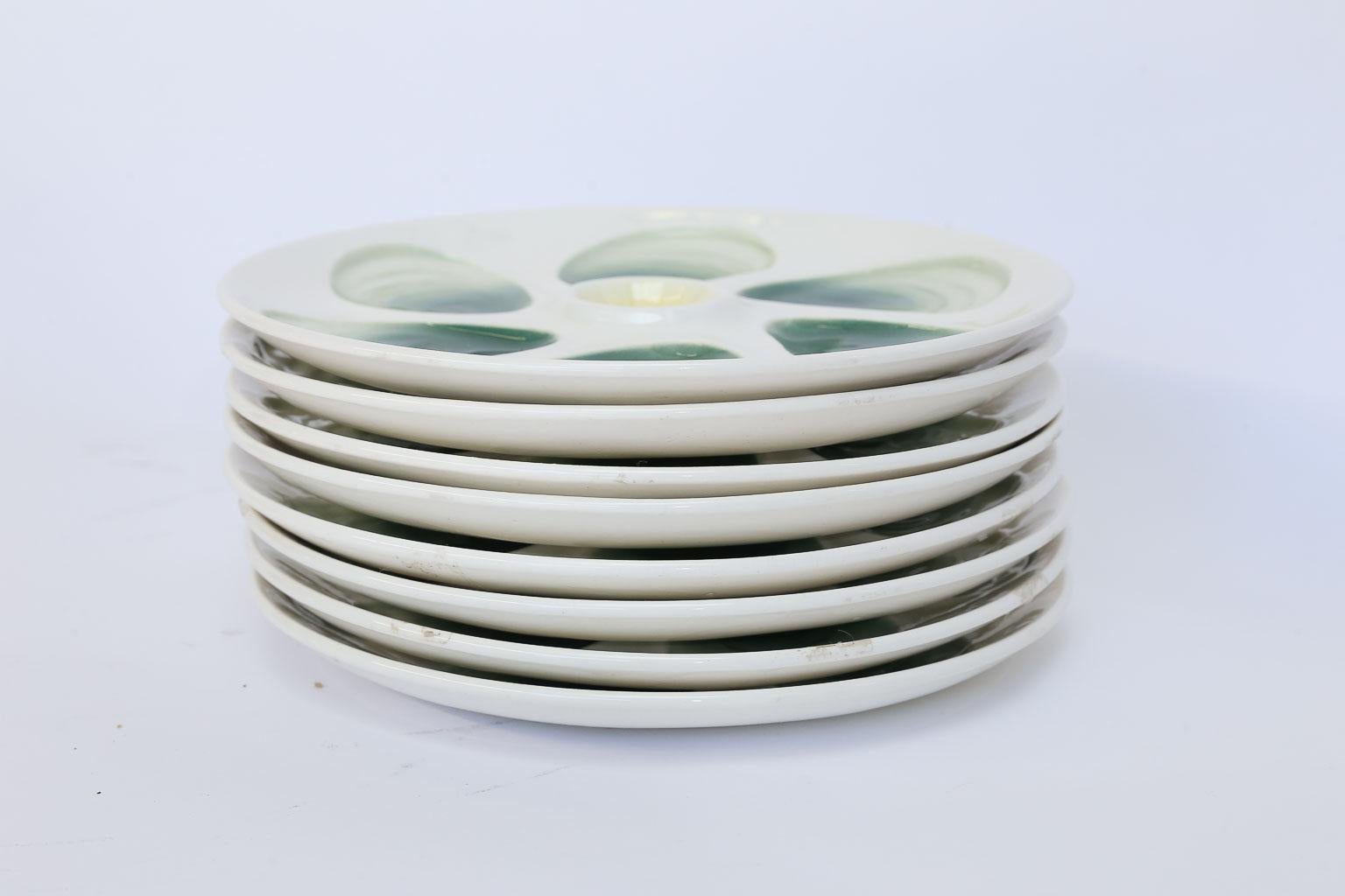 20th Century Set of Eight French Oyster Plates