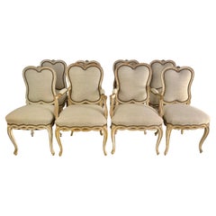Set of Eight French Painted Dining Chairs C. 1930's