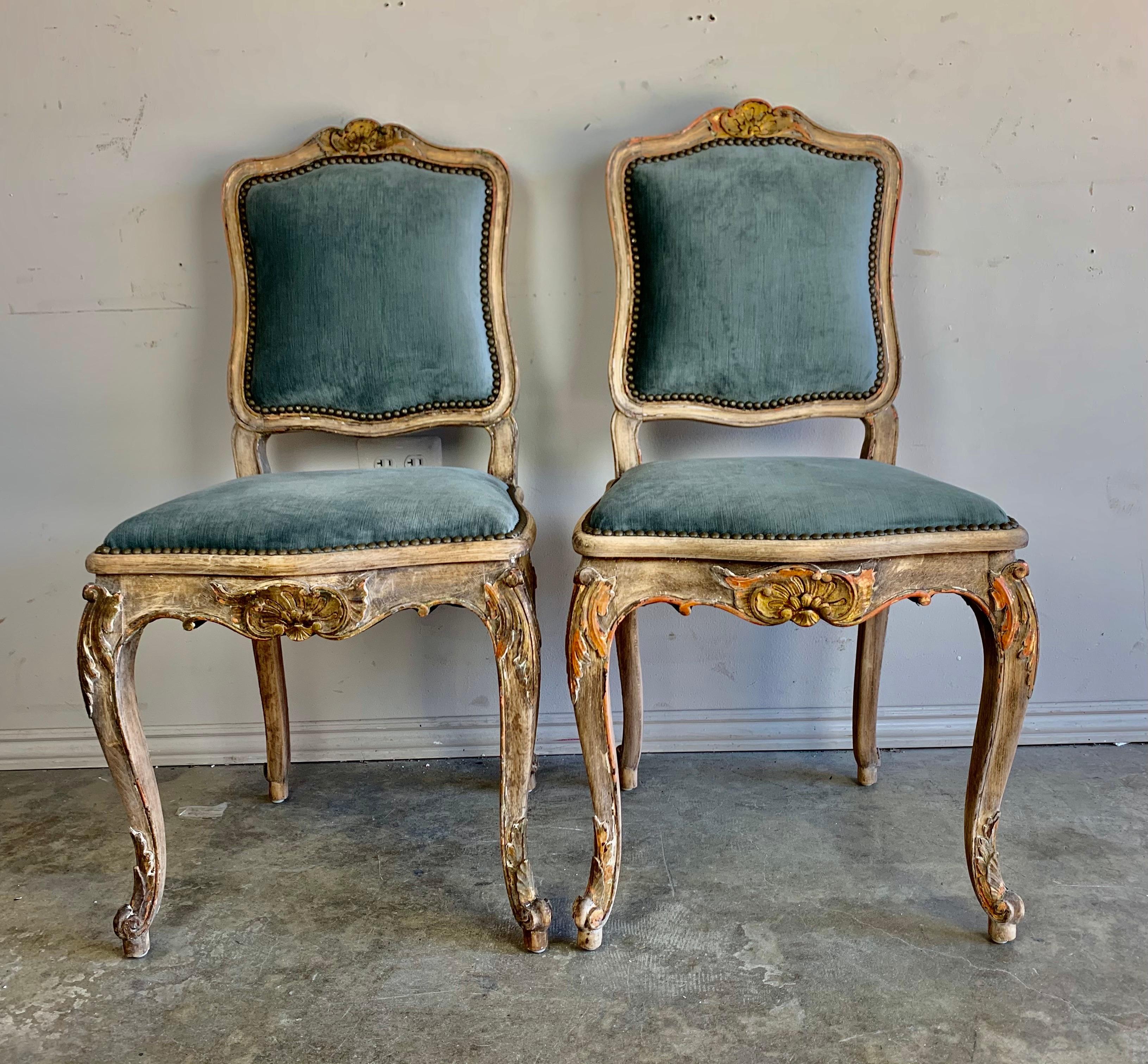 Set of Eight French Painted & Parcel Gilt Dining Chairs 11
