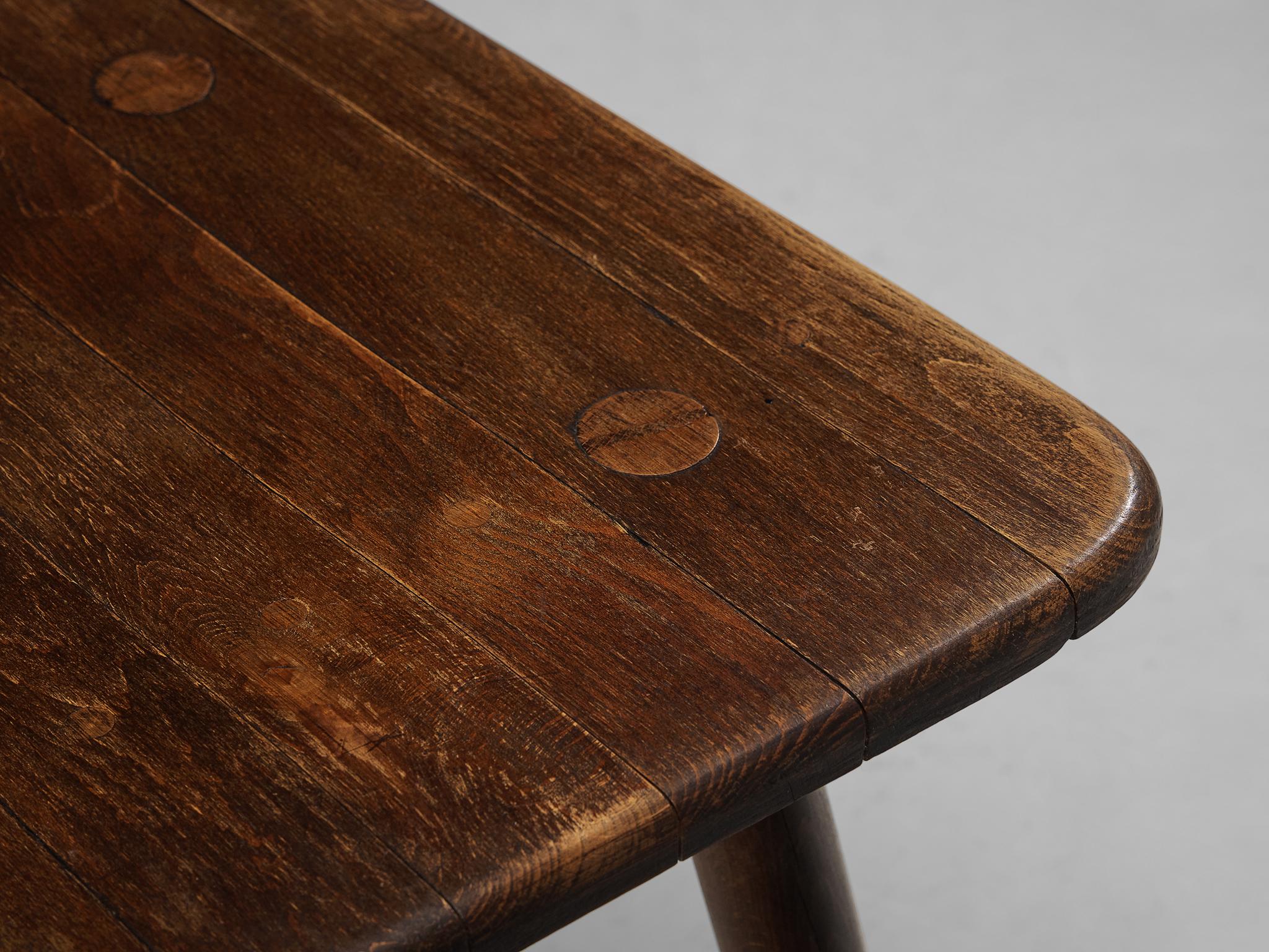 Set of Eight French Pastoral Dining Chairs in Stained Wood For Sale 2