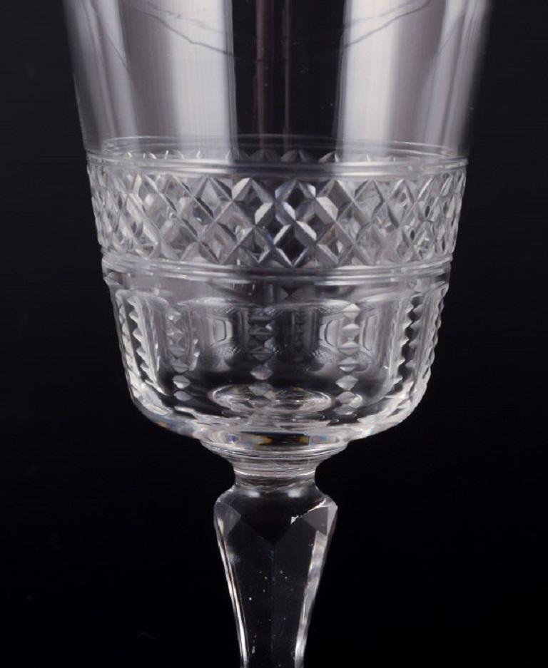 Early 20th Century Set of eight French port wine glasses in crystal glass. Ca 1900 For Sale