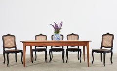 Set of Eight French Provincial Lacquered Caned Dining Chairs