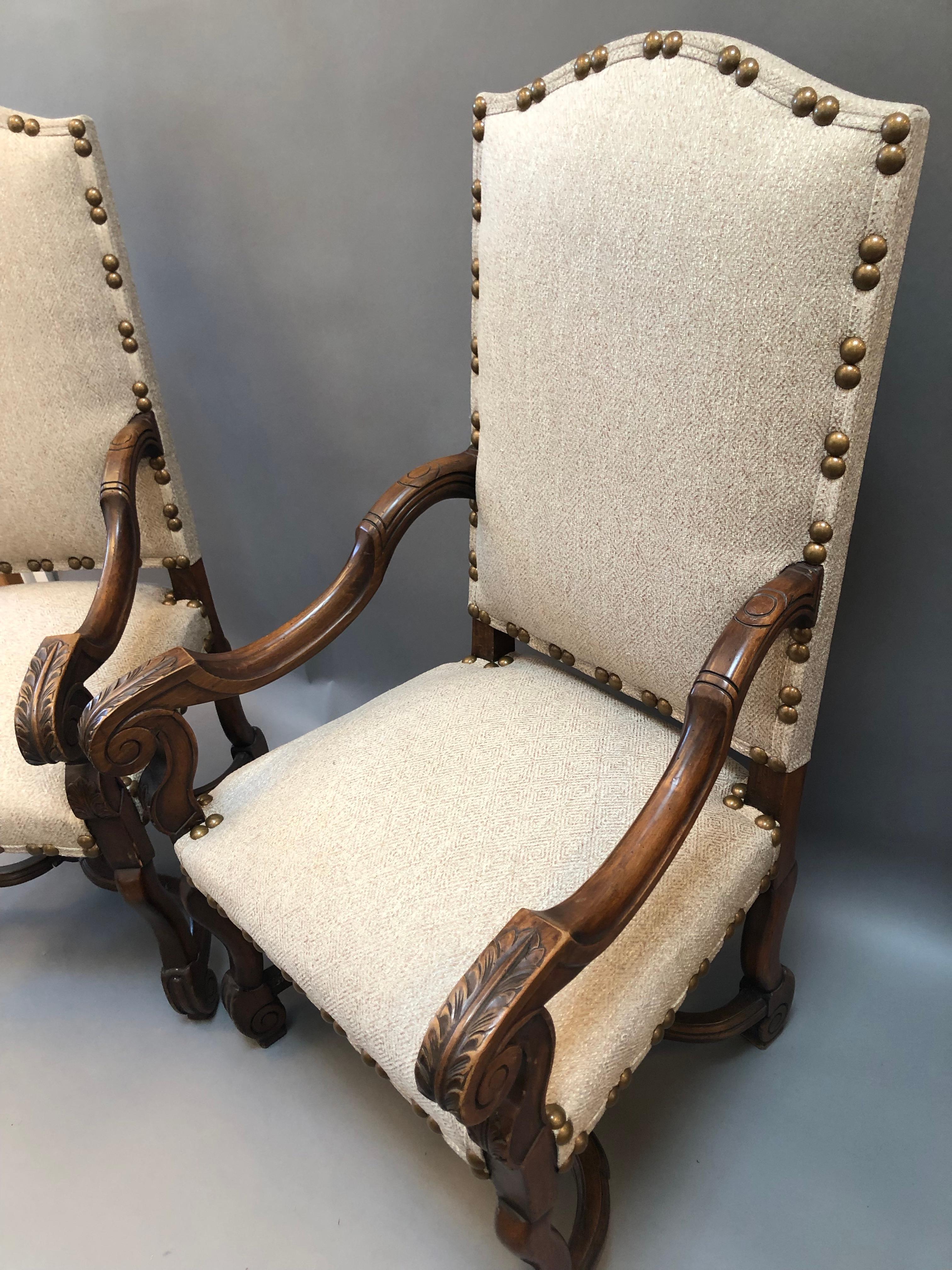 19th Century Set of Eight French Provincial Louis XIV Style Upholstered Walnut Dining Chairs