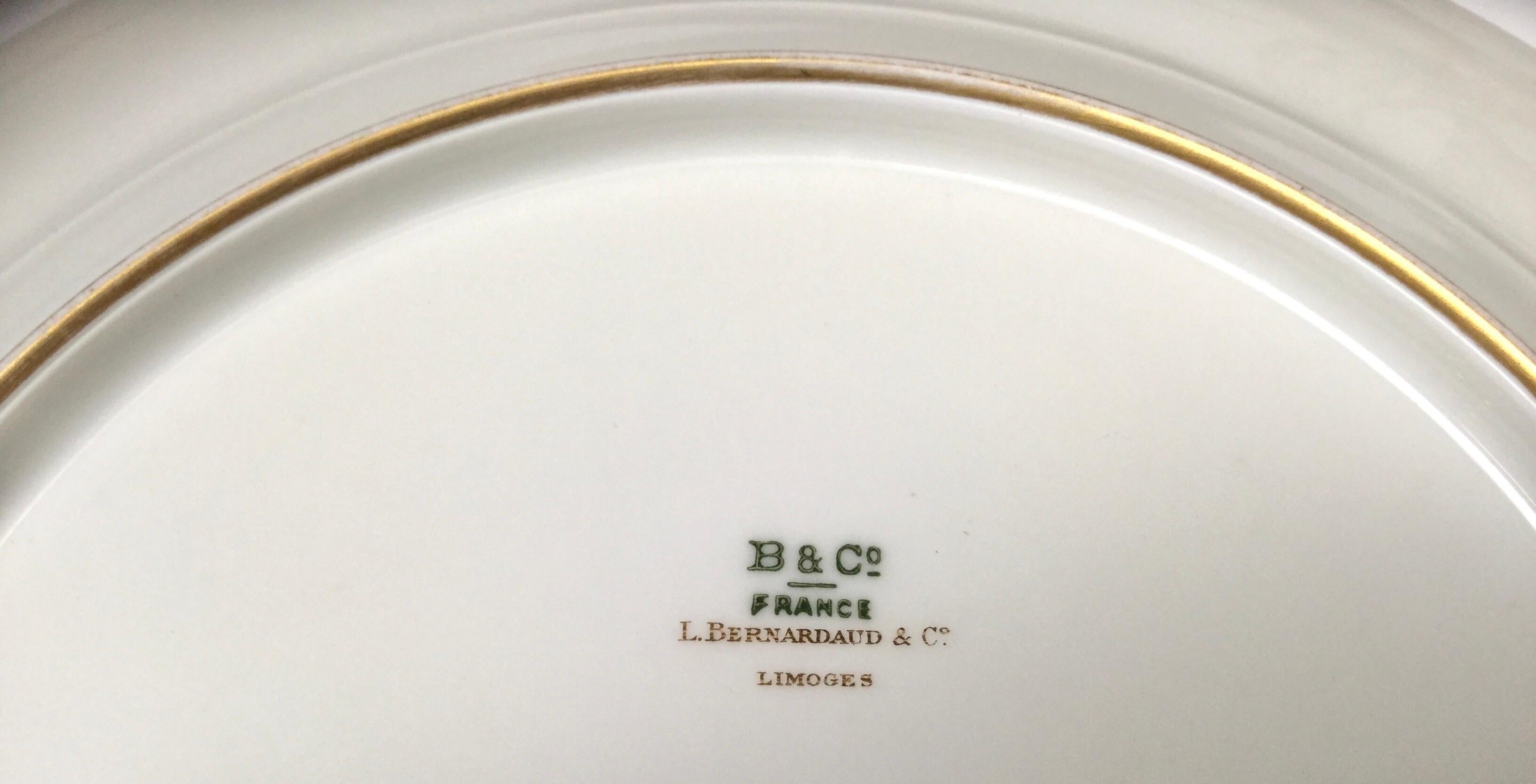 Set of Eight French Raised Gilt Limoges Luncheon Plates 6