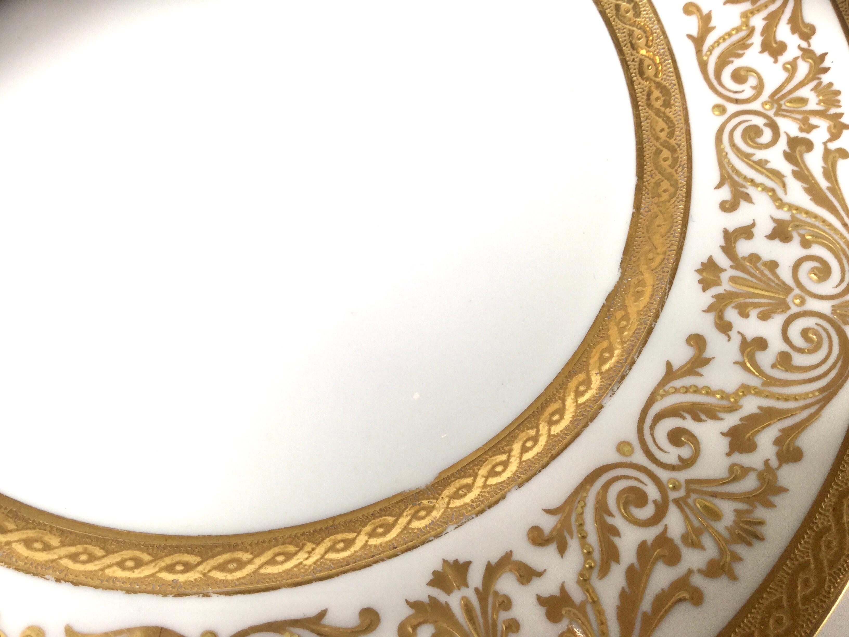 Set of Eight French Raised Gilt Limoges Luncheon Plates 3