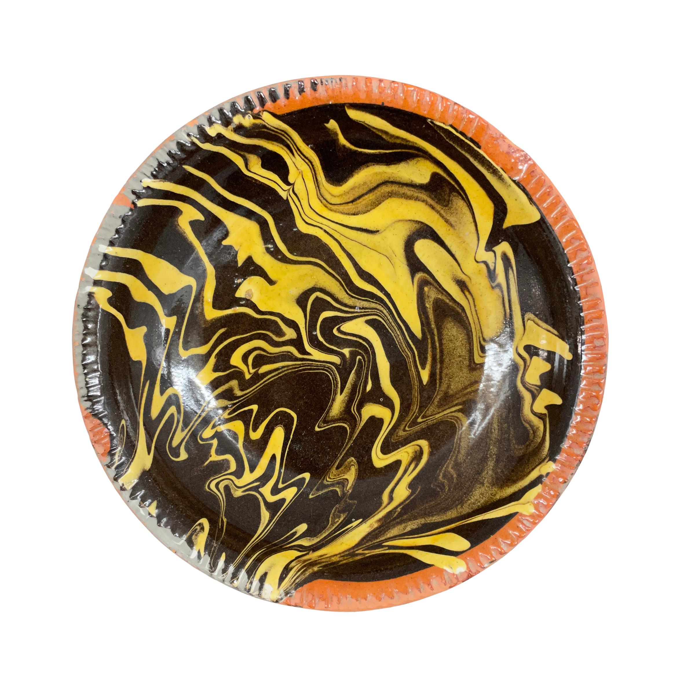 20th Century Set of Eight French Swirl Glazed Bowls with Custom Wall Mounts