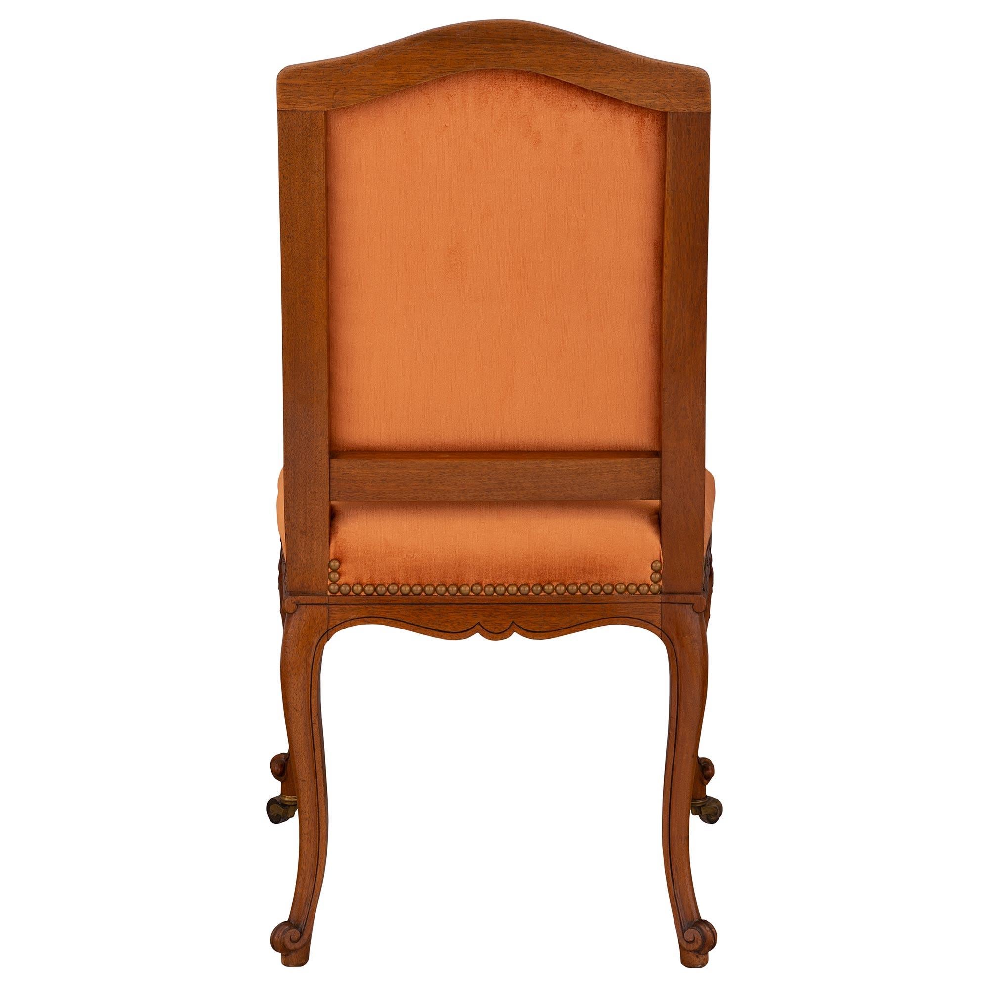 20th Century Set of Eight French Turn of the Century Louis XV St. Honey Oak Dining/Side Chair For Sale