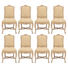 Set of Eight French Turn-of-the-Century Louis XV St. Patinated Dining Chairs