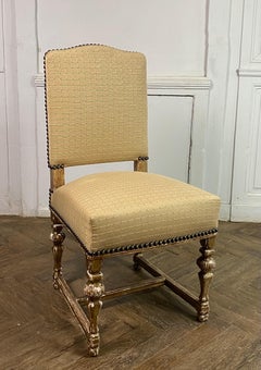 Set of Eight french Upholstered Chairs in Golden Wood Louis XIV Style - 19th